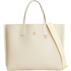 Tommy Hilfiger Iconic Logo Tape Satchel - White Clay