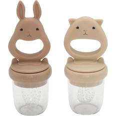 Beige Kostprobenbehälter Konges Sløjd Fruchtsauger Bunny, 2er-Set Beige