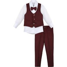 Children's Clothing Lilax Boys Suit Set Formal 4 Pieces - Burgundy