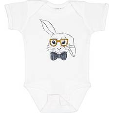 Bodysuits Inktastic Cute White Bunny Wearing Glasses - Blue Bow Tie