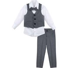 Lilax Boys Suit Set Formal 4 Pieces Vest Pants and Tie Dresswear - Gray