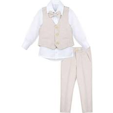 Beige Suits Children's Clothing Lilax Boys Suit Set Formal 4 Pieces Vest Pants and Tie Dresswear - Beige
