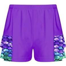 Purple Swim Shorts Children's Clothing Renvena Kids Girls High Waist Swim Shorts - Purple