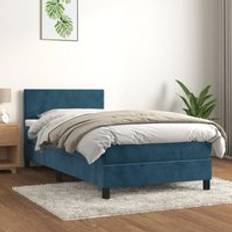 Senge & Madrasser vidaXL Med Madras 90x200 cm Fløjl Mørkeblå Kontinentalseng