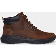 Skechers Brown Lace Boots Skechers Parson Mid Top Lace Up Boot - Dark Brown Leather