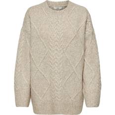 JDY Sweatere JDY silja L/S Long Cable Pullover - Beige