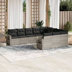 10-tlg Garten Sofagarnitur mit Polyrattan Lounge-Set