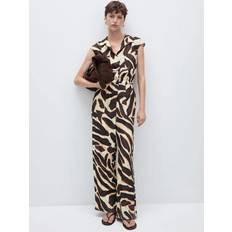 Brown - Women Jumpsuits & Overalls Mango Animal Print Jumpsuit With Pockets - Brown