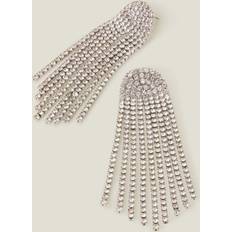 Accessorize Diamante Chain Tassel Earrings - Silver