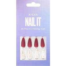 Press On Nails Xmas - White/Red