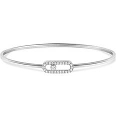 Messika Large White Gold Diamond Move Uno Bangle - Silver