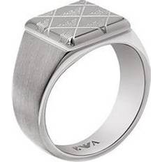 Emporio Armani Men Rings Emporio Armani Stainless Steel Signet Ring - Ilver
