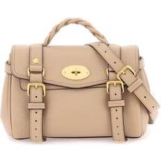 Mulberry Bags Mulberry Mini Textured Leather Top-Handle Handbag with Braided Strap and Iconic Gold-Tone Closure