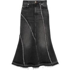Organic Fabric Skirts Ganni Frayed Midi Skirt - Black