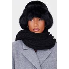 Faux Fur Hats PrettyLittleThing Faux Fur Fluffy Trim Bucket Hat - Black