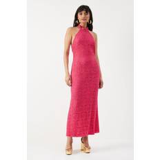 Clothing Warehouse Guipure Lace Halter Midi Slip Dress - Pink