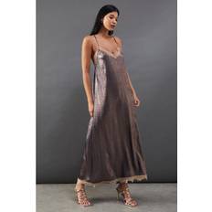 Clothing Warehouse Metallic Lame Strappy Lace Midi Dress - Gold