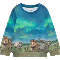 Silbrig Oberteile Sweatshirt Mit All-over-Print - Blau/Grün