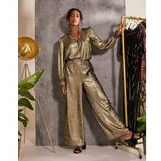 Gold Trousers Fatface Sofia Metallic Trouser - Gold