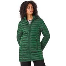 Roman Longline Hooded Padded Coat - Green