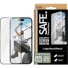 SAFE. by PanzerGlass Screen Protection w. Black Frame iPhone 16 15 Ultra-Wide Fit