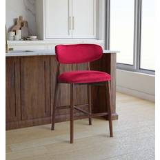 Red Seating Stools B&Q Kitchen Breakfast Bar Velvet Scarlet Red Seating Stool