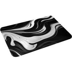 Entrance Mats Haiem Abstract Black White Swirls Door Mat 16 x 24 in