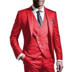 momohippo Men's Slim Fit Tuxedo Suit Set - Red