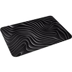 Entrance Mats Haiem Abstract And Waves Door Mat 16 x 24 in Black, White