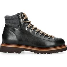 Brunello Cucinelli Leather Wool-Trim Mountain Boots - Black