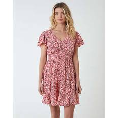 Double Ruffle Empire Shirred Mini Dress -