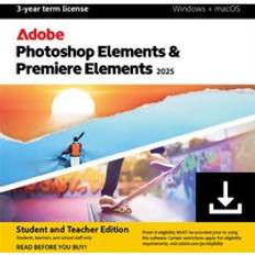 Office Software Adobe Photoshop & Premiere Elements (Student & Teacher) Digital Download for Windows Or Mac, for 1 User 3 Year License, 3 Year License Included