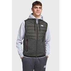 Jack & Jones Men Vests Jack & Jones Hybrid Quilted Gilet Bodywarmer Grey