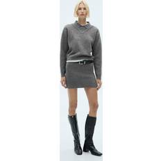 Mango Short Skirts Mango Knitted Miniskirt - Charcoal