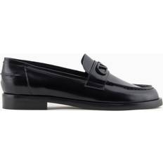 Emporio Armani Loafers Emporio Armani Brushed Leather Loafers with Eagle Plate