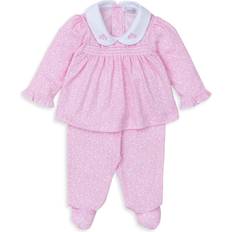 Kissy Kissy Floral Smocked Top and Footed Pants Set - Pink