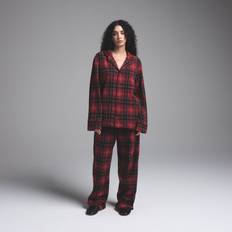 Solid Colors - Unisex Pajamas Fleece Sleep Set - Cranberry Plaid