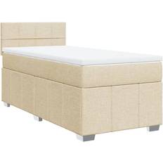 vidaXL Ramsäng Med Madrass Gräddvit 90x190 cm Kontinentalsäng
