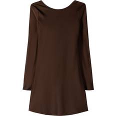 Bershka Satin Minikjole - Brun