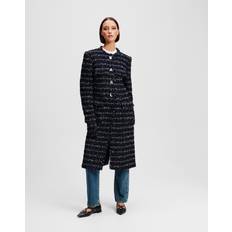 Karl Lagerfeld Kappor & Rockar Karl Lagerfeld Longline Bouclé Coat - Dark Navy Boucle