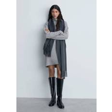 Gray - Knitted Dresses Mango Short Turtleneck Knitted Dress - Medium Heather Grey