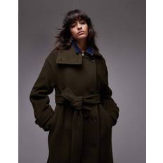 Arket Wool Maxi Belted Trench Coat - Khaki Green