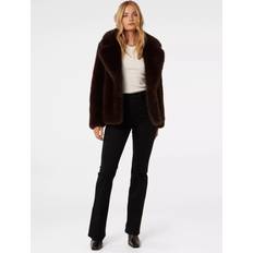 Forever New Hunter Cropped Faux Fur Coat - Dark Chocolate