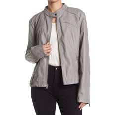 Guess Outerwear Guess Faux Leather Racer Jacket - Grey