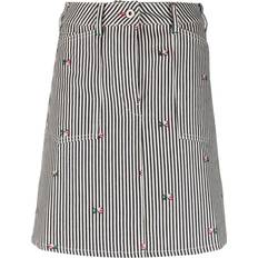 Kenzo Skirts Kenzo Floral Embroidered Stripe-Print Skirt - White