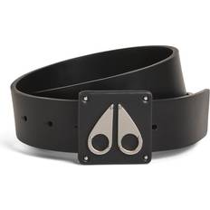 Moose Knuckles Belts Moose Knuckles Leather Logo Belt - Black