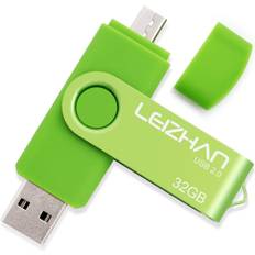 Memory Cards & USB Flash Drives Leizhan OTG USB Flash Drive 2.0 32GB Metal Pendrive For Android Smart Phone USB Flash Disk Micro USB Pen Drive Memory Stick U Disk Green