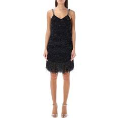 Balmain Midi Dresses Balmain Fringed Lurex Tweed Dress - Nero Oro