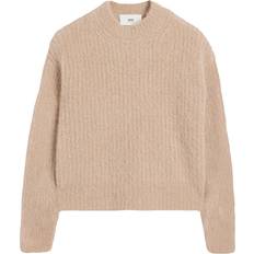 Alpaca - Unisex Jumpers Ami Paris Ribbed Wool Blend Jumper - Neutrals