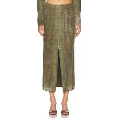 Nylon Skirts Diesel Zip Front Maxi Skirt - Olive/Green